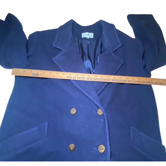Vintage Herman Kay Navy Double-Breasted Wool-Blend Coat Preppy Academia - Picture 3 of 7
